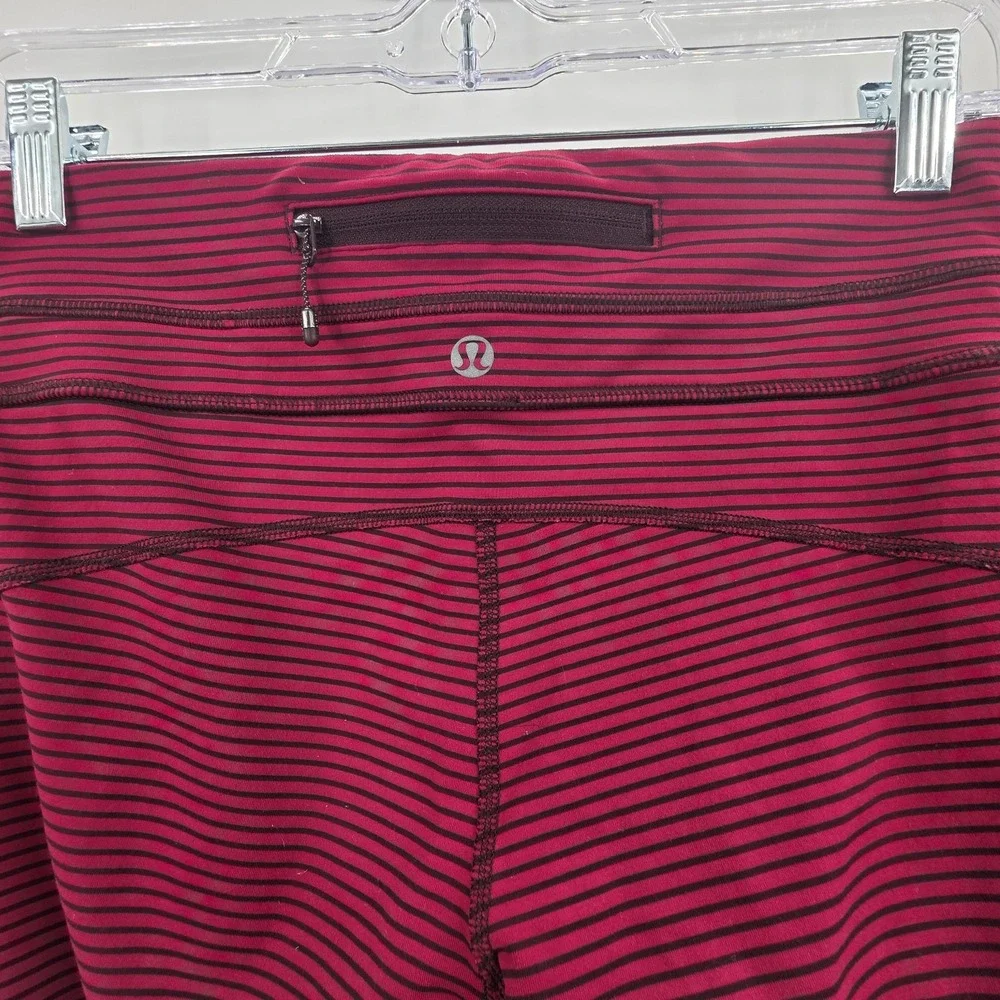 LULULEMON RUN PACE TIGHT‎ LEGGINGS WOMENS SIZE 6 STRIPED MAROON RED 25